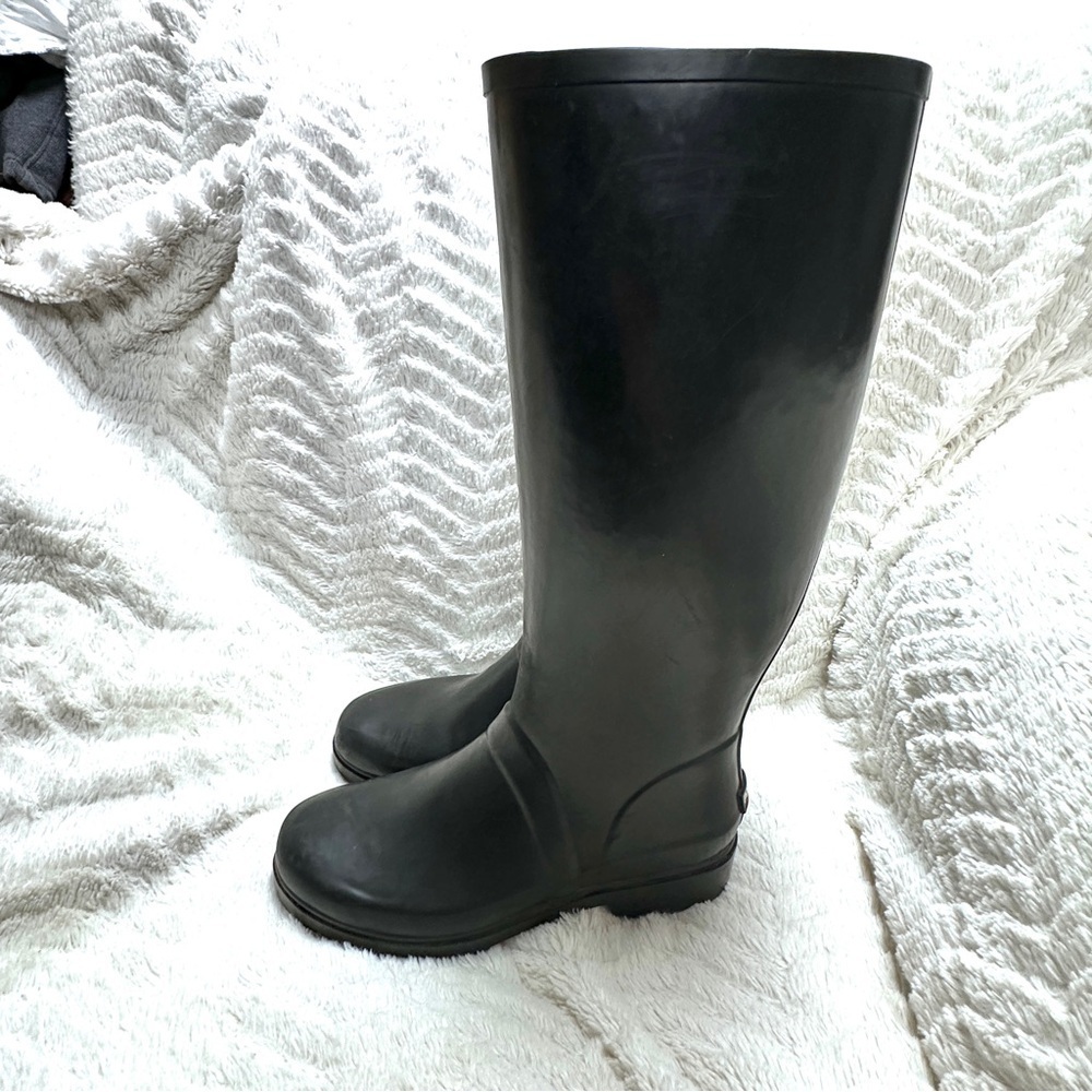 POLO SPORT by Ralph Lauren Black High Rubber Rain Boots, Red Lining, 7B